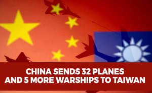 China sends 32 planes and 5 more warships to Taiwan