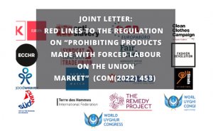 Joint Letter: Red lines to the Regulation on “prohibiting products made with forced labour on the Union market” (COM(2022) 453)