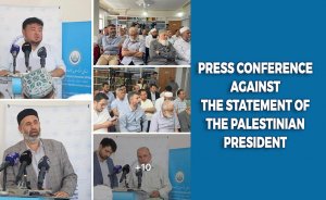 Press conference against the statement of the Palestinian President