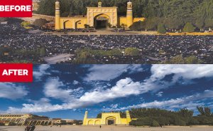 Eid Kah mosque: before-after