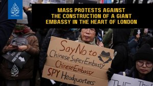 Mass protests against the construction of a giant embassy in the heart of London