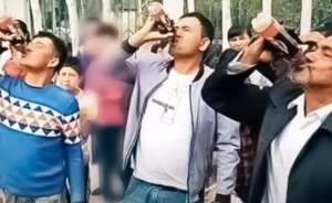 The Chinese authorities force the people of East Turkistan to drink wine during Ramadan.