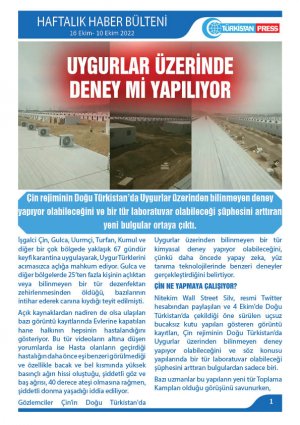Türkistan Press Haftalık Haber Bülteni (10 Ekim- 16 Ekim 2022)