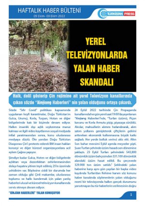 Türkistan Press Haftalık Haber Bülteni (09 Ekim- 03 Ekim 2022)