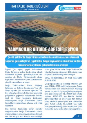 Türkistan Press Haftalık Haber Bülteni (17 Ekim- 23 Ekim 2022)